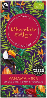 Chocolate suizo negro 80% Panamá Comercio Justo BIO 80 g - CHOCOLATE Y AMOR